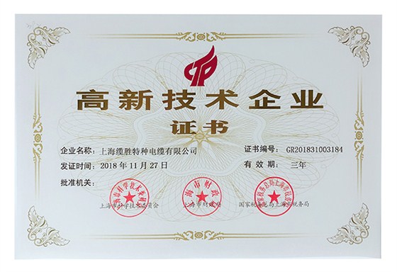 高新技術企業證書